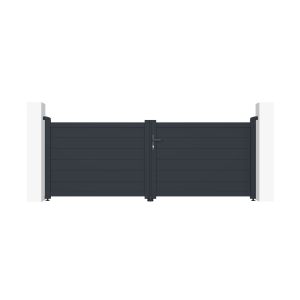 Pack puerta batiente gris eiger 3m h.115cm + 2 postes