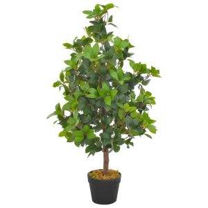 vidaXL planta artificial árbol de laurel con macetero 90 cm verde