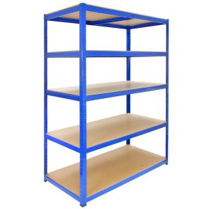3 estanterías t-rax de acero sin tornillos azules 120cm de ancho y mazo