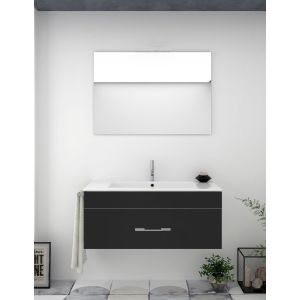 Mueble de baño florencia con lavabo y espejo 75x45cm grafito