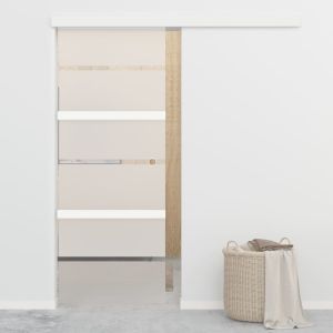 Puerta corredera con tope suave vidrio esg y aluminio 76x205 cm esxt5775