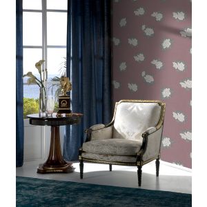 Papel pintado texturizado tnt flor textil seda granate, beige y verde