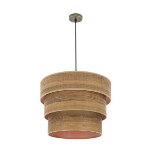 CoLGante triple smile 3xE27 cuero/madera oscura regx50x50 cm