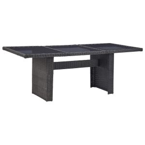 vidaXL mesa comedor jardín vidrio ratán sintético negro 200x100x74 cm