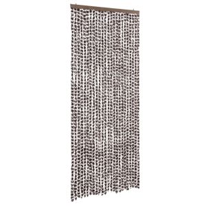 vidaXL cortina antimoscas chenilla marrón y blanco 100x200 cm