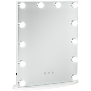 Espejo de maquillaje 41.5x13.5x51 cm mdf, vidrio color blanco Homcom