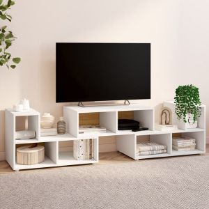 Mueble tv modular - 3 módulos - color blanco - 140-205 x 30 x 43 cm