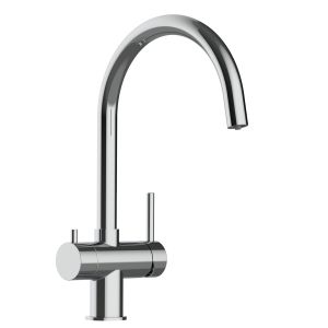 Grifo de cocina 4 vías acero inoxidable caño giratorio en u, pulido