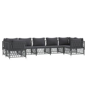 vidaXL juego muebles de jardín 7 pzas y cojines acero gris antracita