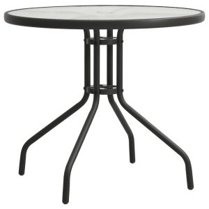 vidaXL mesa de jardín bistró de acero gris antracita ø80x71 cm