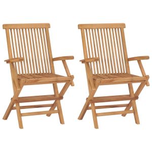 vidaXL sillas de jardín plegables 2 unidades madera maciza de teca