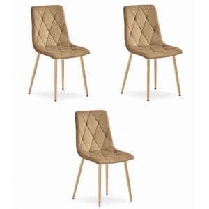 Silla valora tyra, terciopelo marrón, patas de madera (x3)