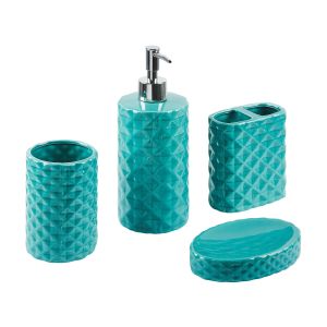 Conjunto de 4 accesorios de baño guatire cerámica turquesa