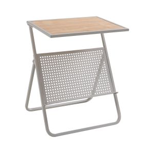 Mesa auxiliar jäller con revistero 48x40x30 cm - beige/roble [en.casa]