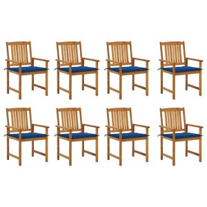 vidaXL sillas de jardín con cojines 8 uds madera maciza de acacia
