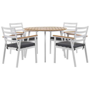 Conjunto de comedor exterior 4 plazas cavoli con cojines metal gris