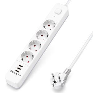 Aigostar regleta alargador 4 enchufes, cable 1,5m, interruptor 3 usb