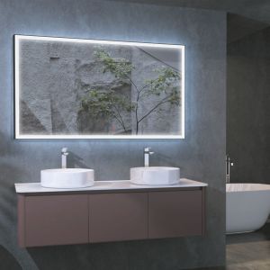LEDimex-espejo suiza 100x80 cuadrado LED marco negro mate