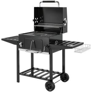 Barbacoa de carbón 133.5x65x110 cm metal, acero inoxidable Outsunny