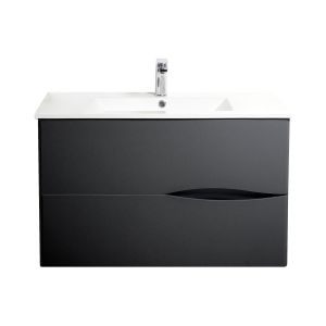 Ondee - mueble de baño suspendido 2doo - 70cm - negro - entregado montado