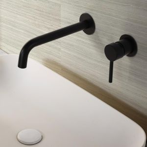 Imex - grifo monomando lavabo empotrado negro serie etna