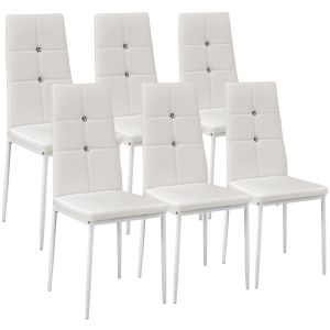 6 sillas de comedor tapizadas, respaldo alto con brillantes blanco