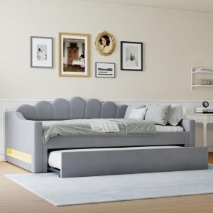 Cama diurna con luces LED 140x200cm gris