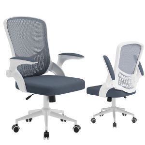 Silla de escritorio de oficina con reposabrazos abatibles, gris oscuro