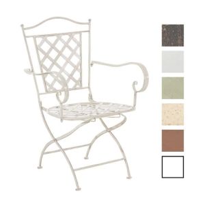 Silla de jardín - clp - adara - hierro forjado - plegable - crema antigua