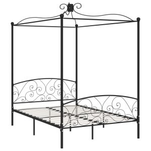 vidaXL estructura cama con dosel sin colchón metal negro 120x200 cm