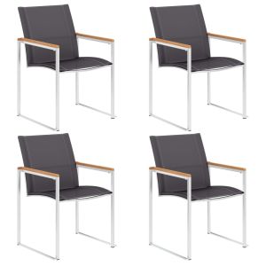 vidaXL sillas de jardín 4 unidades textilene y acero inoxidable gris