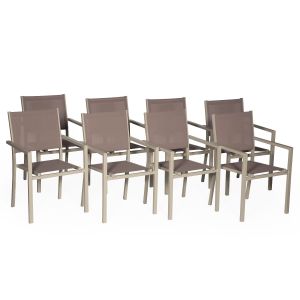 Juego de 8 sillas de aluminio color topo - textilene taupe