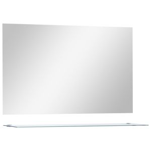 vidaXL espejo de pared con estante de vidrio templado 100x60 cm