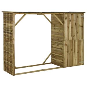 vidaXL caseta leña y herramientas jardín madera pino 253x80x170 cm