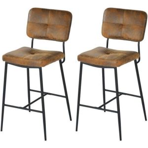 Meubles cosy - taburetes bar - juego de 2, marrón - 55x46x103 cm