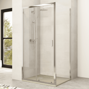 Mampara ducha rectangular frente 120cm lateral 70cm transparente cromo