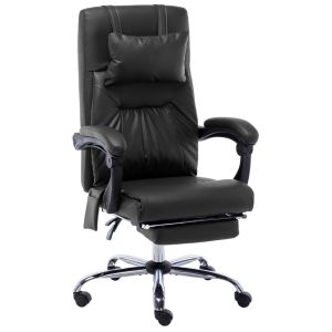 Silla de oficina de masaje de cuero sintético negra oif895651