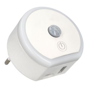 Luz nocturna LED cálida 3000k, con puerto usb y tipo c 12w 2,4a