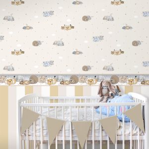 Papel pintado animales durmientes beige