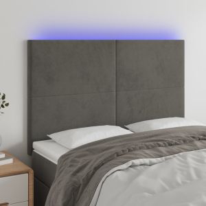 Cabecero con luces LED terciopelo gris oscuro 144x5x118/128 cm eso7419