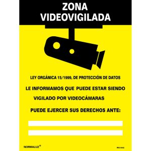 Normaluz señal luminiscente de "zona videovigilada" 21x30cm rd30042