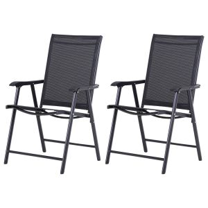 Set 2 sillas plegable 58x64x94 cm metal, texteline Outsunny