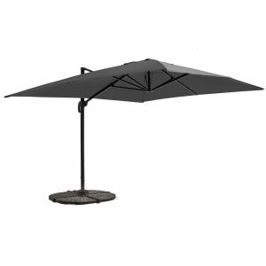 Oviala - parasol excéntrico 3x4m antracita giratorio + 4 losas base