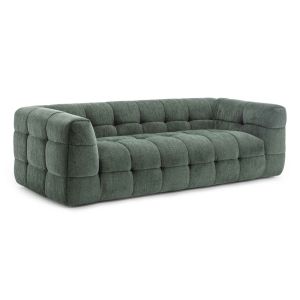 Oviala - sofá de 3 plazas en madera y poliéster acolchado verde l 228 cm