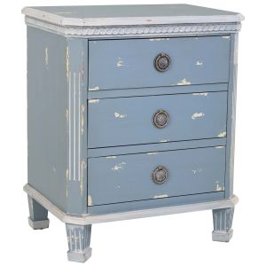Mesita de madera con 3 cajones 50x35x60 azul