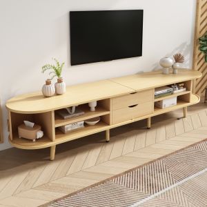 Mueble de tv con 2 cajones y puertas correderas roble claro 42x175x40cm