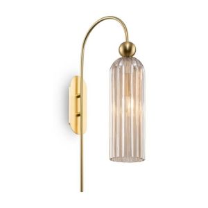 Aplique de pared - maytoni - antic - oro - pantalla de vidrio cognac - 40w