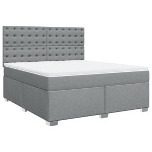 vidaXL cama box spring con colchón tela gris claro 180x200 cm