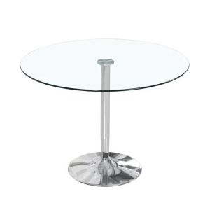 Mesa redonda de cristal templado 90cm. Comedor o cocina gris