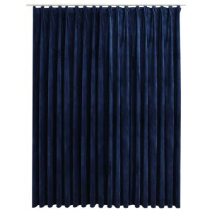 vidaXL cortina opaca con ganchos terciopelo azul oscuro 290x245 cm